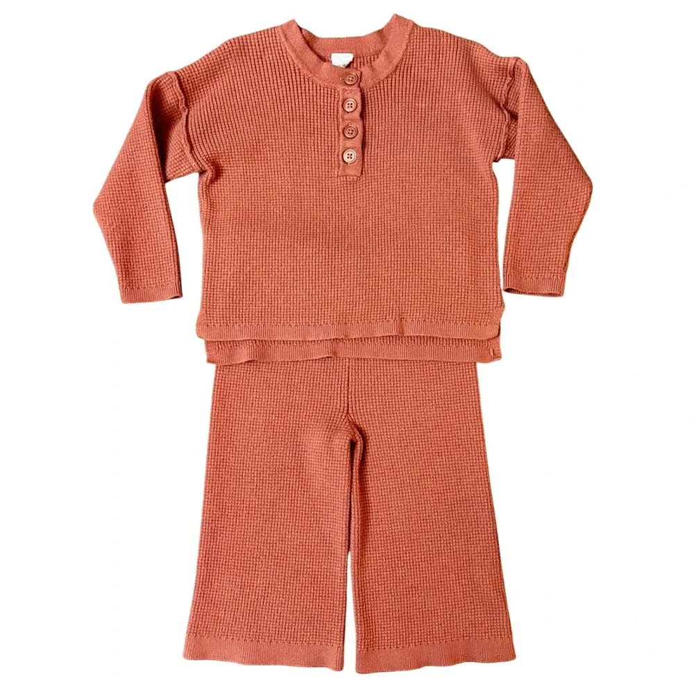 Modern Moments Toddler Henley Sweater‎ & Wide-Leg Pant Stretch 2-Piece Set 18m